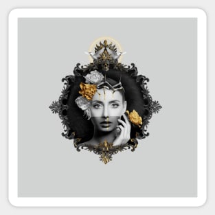 Portrait of a woman in gold Sticker